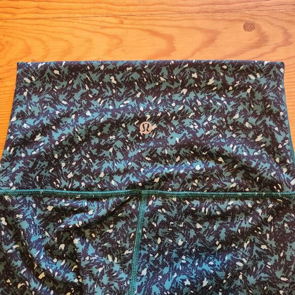 LULULEMON WUNDER UNDER HIGH RISE LEGGING PANT WOMENS 4 MOUNTAIN PEAK GREEN PRINT - Picture 4 of 5